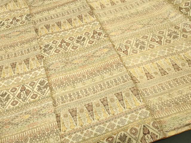 平和屋着物■上質な小紋 紬地 横段更紗花文 正絹 逸品 CABI8058ev