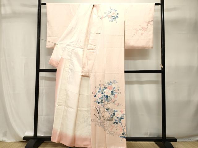 平和屋着物■訪問着 流水枝花文 暈し染め 正絹 逸品 CABI8090ev