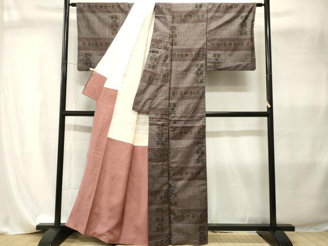 平和屋着物■本場大島紬 7マルキ 幾何学文 正絹 逸品 CABI8092ev