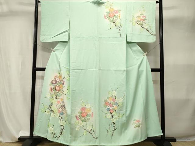 平和屋着物■訪問着 駒刺繍 枝梅花松文 暈し染め 金彩 正絹 逸品 CABI8102ev