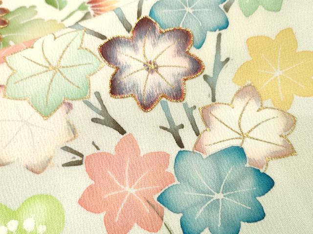 平和屋着物■訪問着 駒刺繍 枝梅花松文 暈し染め 金彩 正絹 逸品 CABI8102ev