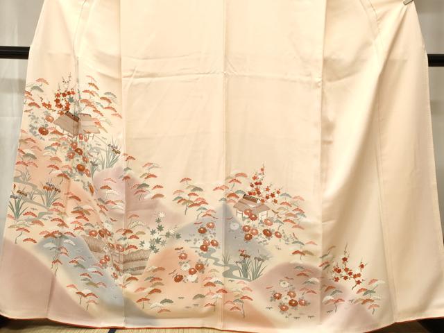 平和屋着物■訪問着 駒刺繍 松竹梅風景文 暈し染め 金彩 正絹 逸品 CABI8106ev