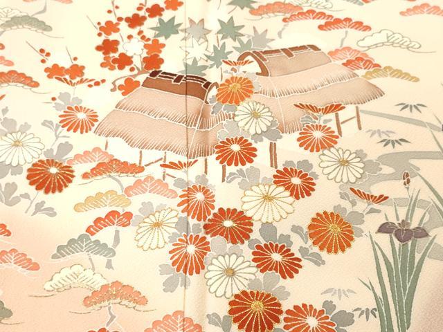 平和屋着物■訪問着 駒刺繍 松竹梅風景文 暈し染め 金彩 正絹 逸品 CABI8106ev