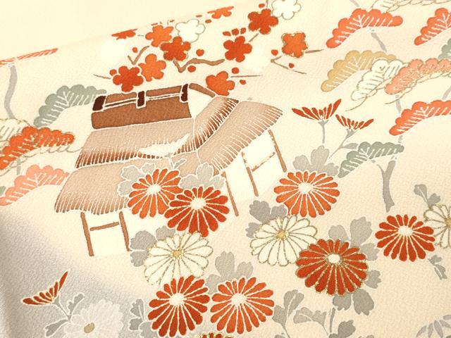 平和屋着物■訪問着 駒刺繍 松竹梅風景文 暈し染め 金彩 正絹 逸品 CABI8106ev