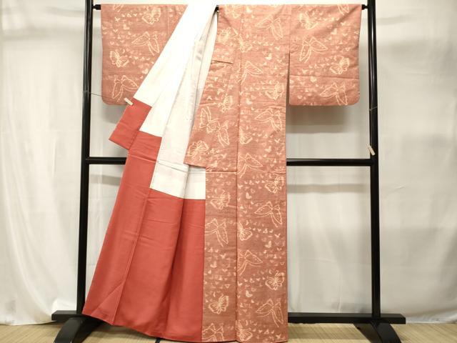 平和屋着物■上質な紬 舞蝶文 正絹 逸品 CABI8112ev