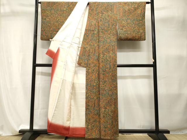 平和屋着物■上質な小紋 切嵌更紗 正絹 逸品 CABI8115ev