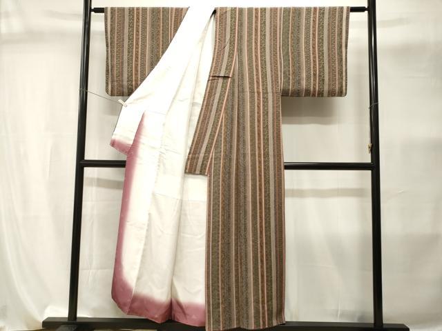 平和屋着物■上質な小紋 更紗花間道 鬼しぼ縮緬 正絹 逸品 CABI8119ev
