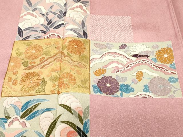 平和屋着物■訪問着 駒刺繍 色紙吉祥枝花文 金彩 正絹 逸品 CABI8126ev