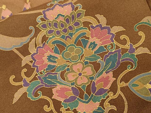 平和屋着物■訪問着 鳳凰更紗花唐草文 暈し染め 金彩 正絹 逸品 CABI8135ev