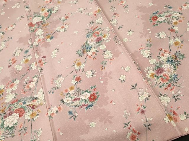 平和屋着物■上質な小紋 扇面枝梅花文 金彩 正絹 逸品 CABI8136ev