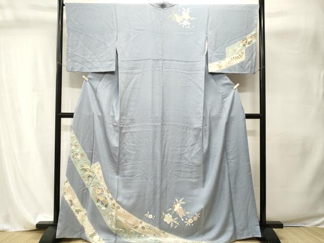 平和屋着物■訪問着 刺繍 松 笹 草花文 金彩 正絹 逸品 CABI8138ev
