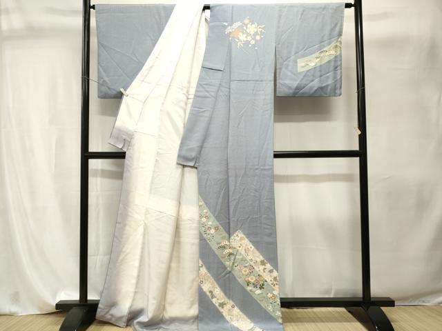 平和屋着物■訪問着 刺繍 松 笹 草花文 金彩 正絹 逸品 CABI8138ev