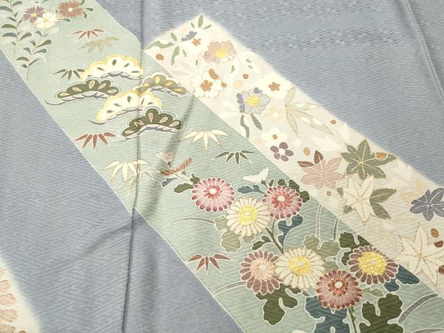 平和屋着物■訪問着 刺繍 松 笹 草花文 金彩 正絹 逸品 CABI8138ev