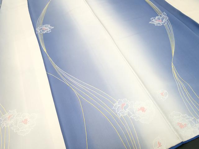 平和屋着物■染色作家 斉藤三才 小紋 よろけ縞舞花文 暈し染め 正絹 逸品 CABI8139ev