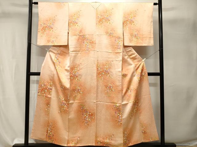 平和屋着物■上質な小紋 檜扇草花文 暈し染め 正絹 逸品 CABI8142ev