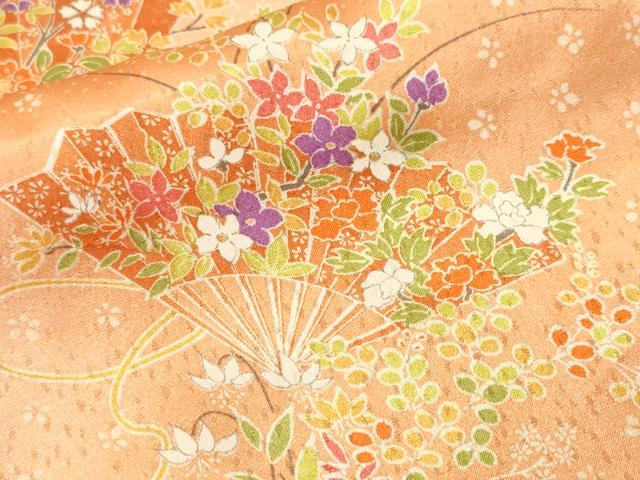 平和屋着物■上質な小紋 檜扇草花文 暈し染め 正絹 逸品 CABI8142ev
