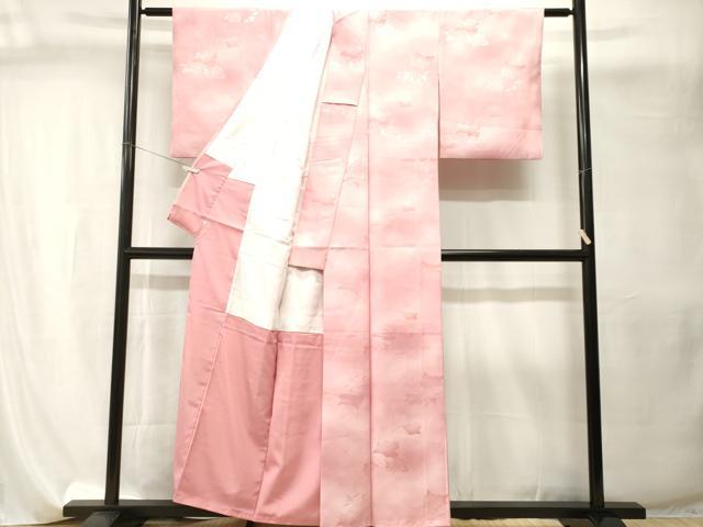 平和屋着物■小紋 地紋起こし バラ 暈し染め 洗える着物 CABI8153ev