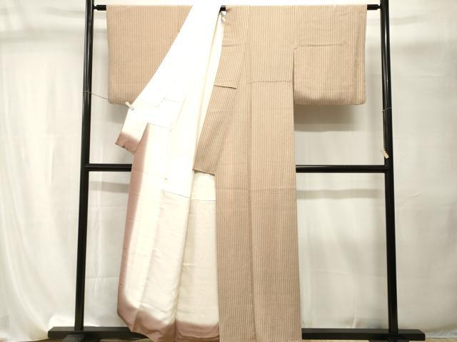 平和屋着物■上質な小紋 縞 霰文 鬼しぼ縮緬 正絹 逸品 CABI8158ev