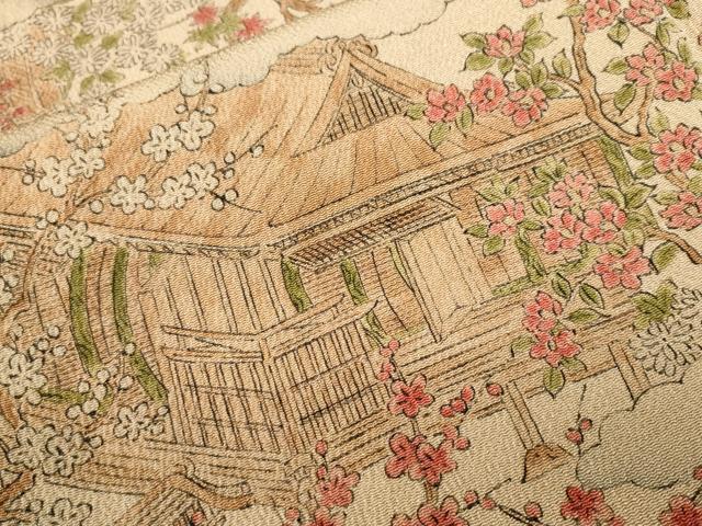 平和屋着物■上質な小紋 作家物 本草木染 風景文 鬼しぼ縮緬 正絹 逸品 CABI8163ev