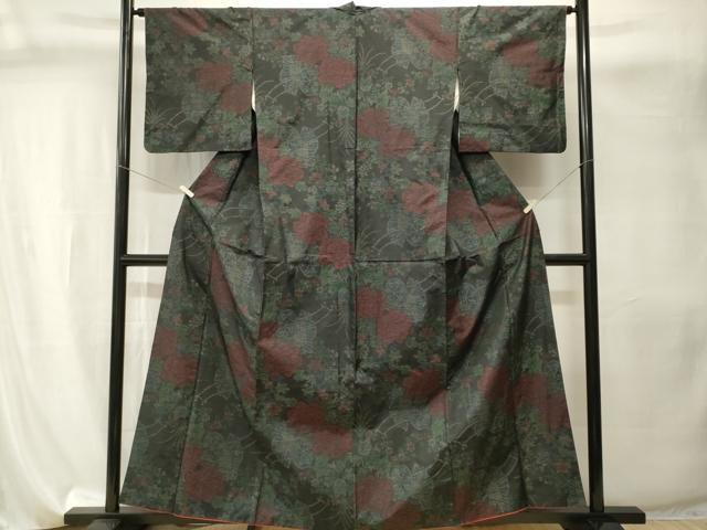 平和屋着物■本場大島紬 御所車花文 正絹 逸品 CABI8174ev