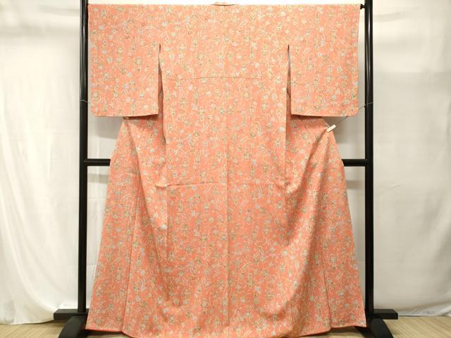 平和屋着物■上質な小紋 花唐草文 正絹 逸品 CABI8198ev
