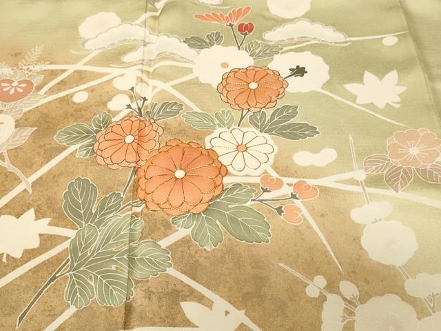 平和屋着物■訪問着 駒刺繍 枝花文 暈し染め 金彩 正絹 逸品 CABI8214ev