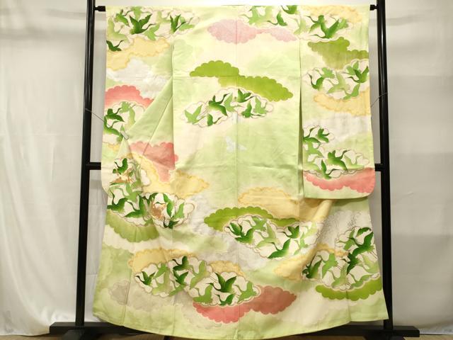 平和屋着物■豪華振袖 駒刺繍 雲取り飛鶴文 暈し染め 金銀彩 正絹 逸品 CABI8221ev