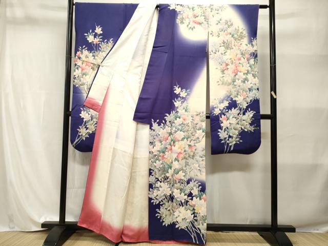平和屋着物■豪華振袖 枝花文 暈し染め 銀彩 正絹 逸品 CABI8224ev