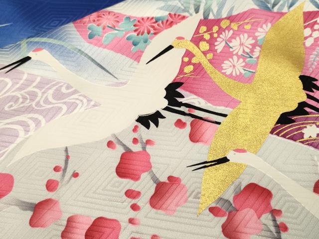 平和屋着物■豪華振袖 駒刺繍 道長飛鶴枝花文 暈し染め 金彩 正絹 逸品 CABI8230ev