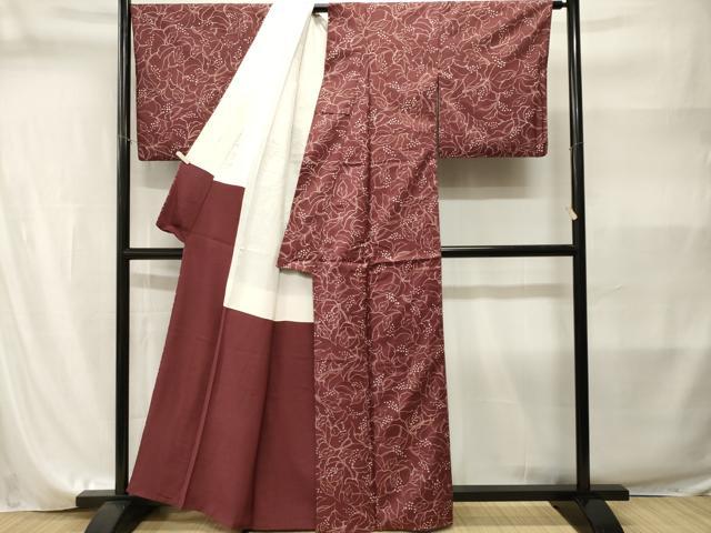 平和屋着物■上質な小紋 紬地 葡萄蔦の葉文 正絹 逸品 CABI8232ev