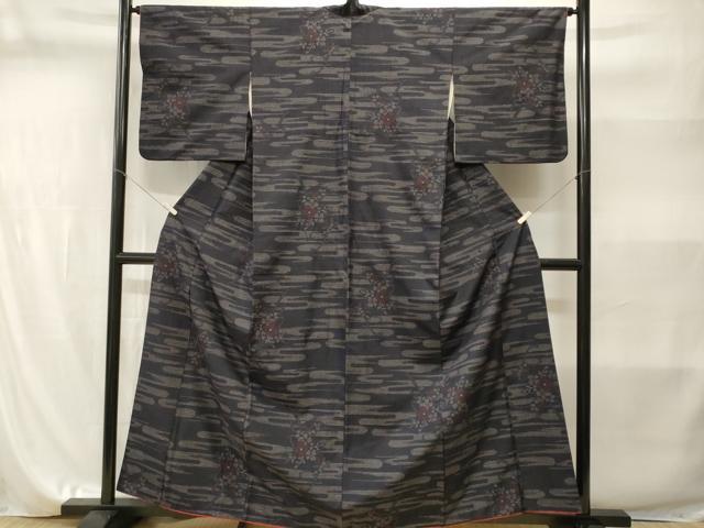平和屋着物■結城紬 80亀甲 枝花文 正絹 逸品 CABI8233ev