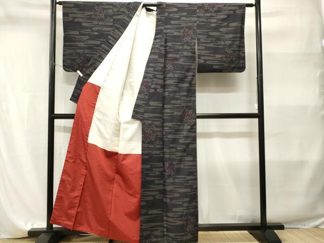平和屋着物■結城紬 80亀甲 枝花文 正絹 逸品 CABI8233ev