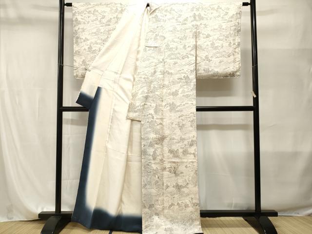 平和屋着物■中国三大刺繍 相良刺繍 色留訪問着 人物風景文 正絹 逸品 CABI8236ev