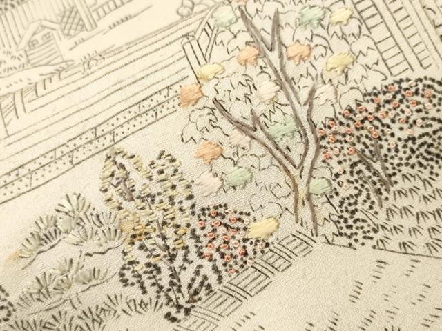 平和屋着物■中国三大刺繍 相良刺繍 色留訪問着 人物風景文 正絹 逸品 CABI8236ev