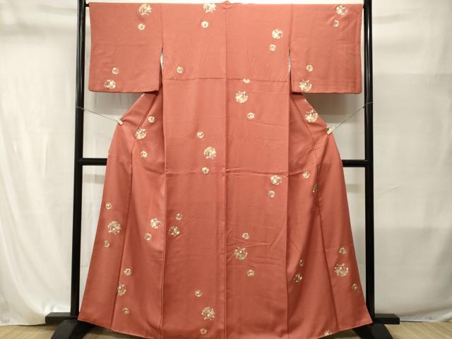 平和屋着物■上質な小紋 草花丸文 金銀彩 正絹 逸品 CABI8242ev