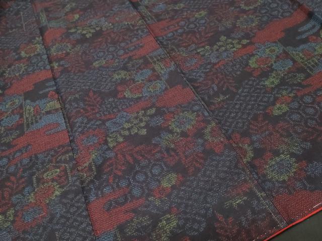 平和屋着物■結城紬 風景文 やまと誂製 証紙付き 正絹 逸品 未使用 CABI8261ev