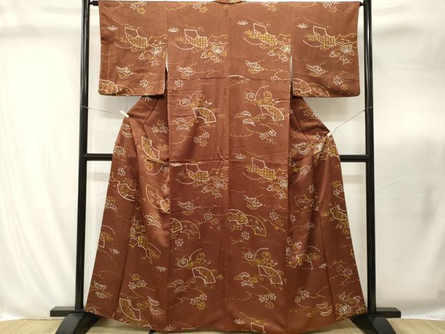 平和屋着物■上質な小紋 地紙重ね草花文 正絹 逸品 CABI8268ev