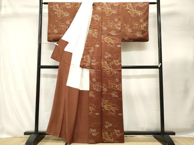 平和屋着物■上質な小紋 地紙重ね草花文 正絹 逸品 CABI8268ev