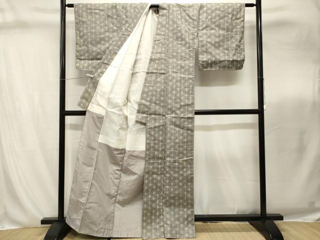 平和屋着物■上質な紬 麻の葉文様 正絹 逸品 CABI8269ev