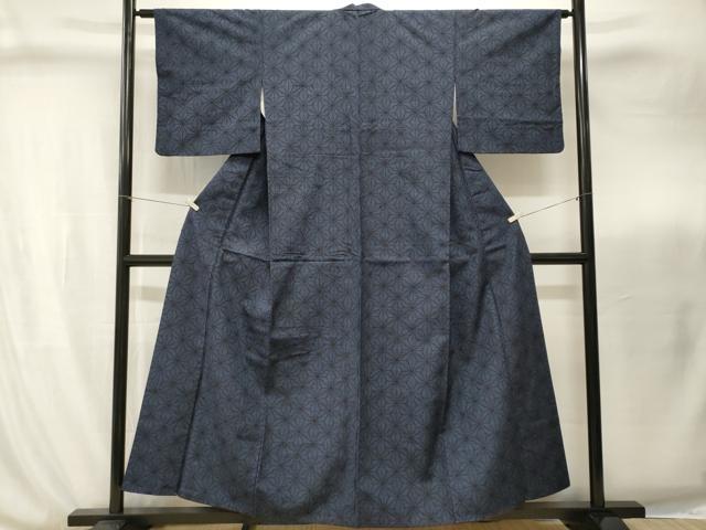 平和屋着物■上質な紬 麻の葉文様 正絹 逸品 CABI8276ev