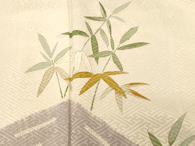平和屋着物■訪問着 刺繍 絞り 笹 草木文 正絹 逸品 CABI8290ev