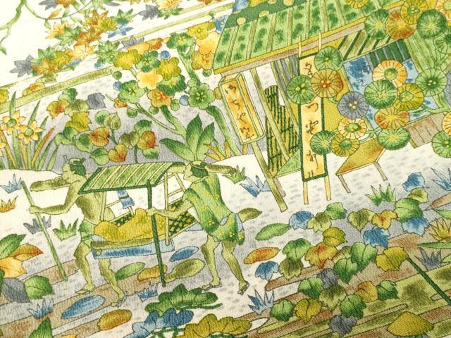 平和屋着物■上質な小紋 人物風景文 暈し染め 正絹 逸品 CABI8294ev