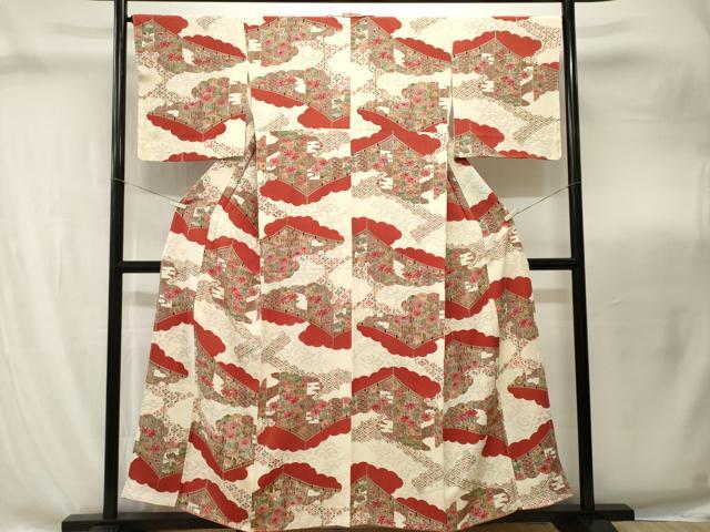 平和屋着物■上質な小紋 雲取り草花松文 正絹 逸品 CABI8295ev