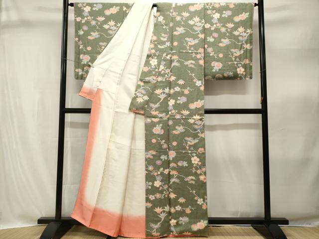 平和屋着物■上質な小紋 松竹梅花文 正絹 逸品 CABI8305ev
