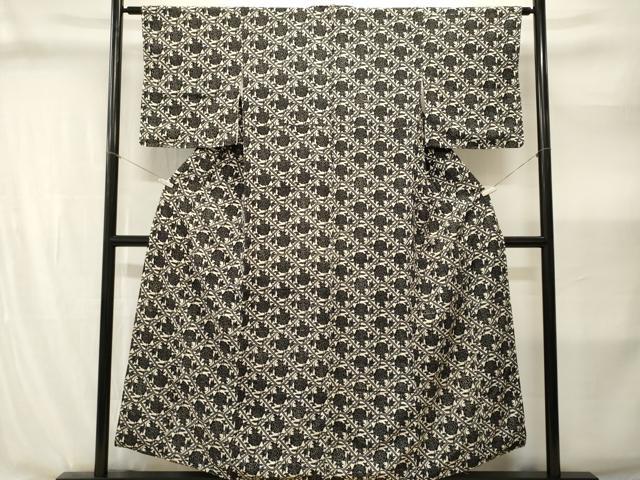 平和屋着物■上質な小紋 紬地 草花文 正絹 逸品 CABI8307ev