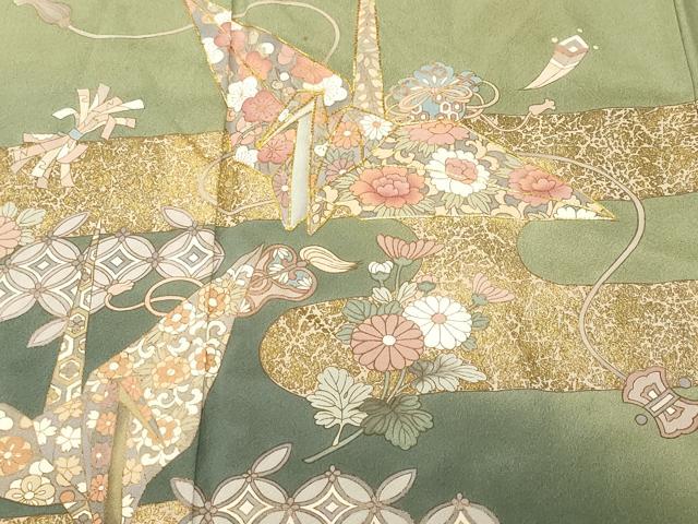 平和屋着物■訪問着 作家物 駒刺繍 折り鶴吉祥花文 金彩 正絹 逸品 CABI8310ev