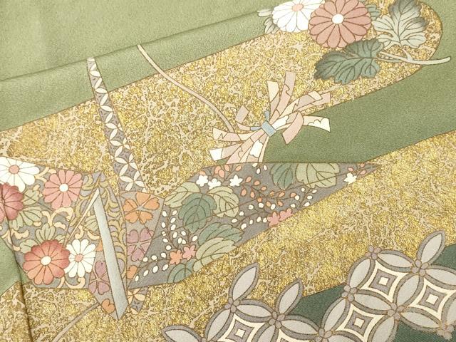 平和屋着物■訪問着 作家物 駒刺繍 折り鶴吉祥花文 金彩 正絹 逸品 CABI8310ev