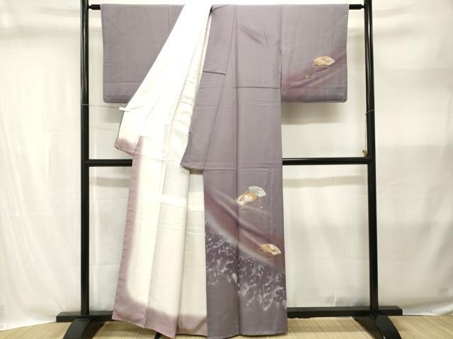 平和屋着物■訪問着 刺繍 地紙重ね芝草花文 暈し染め 金銀彩 正絹 逸品 CABI8311ev