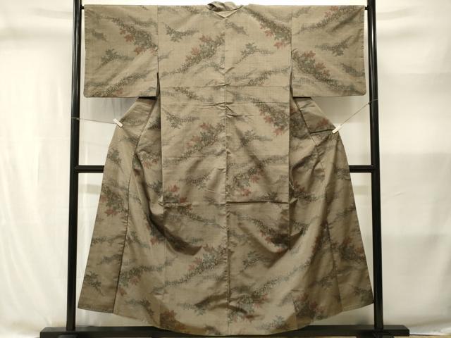 平和屋着物■上質な紬 草花文 正絹 逸品 CABI8313ev