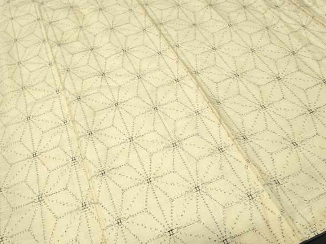 平和屋着物■上質な紬 麻の葉文様 正絹 逸品 CABI8315ev